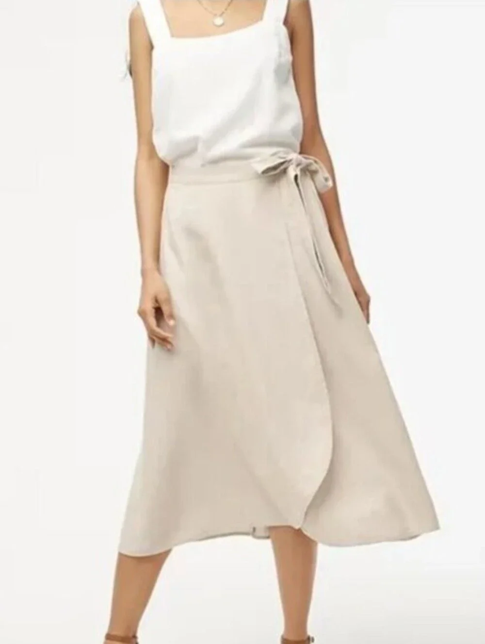 J. Crew Factory Linen Wrap Midi Skirt with Side Tie ~ X-Small